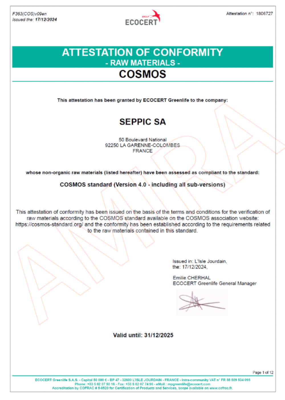 Seppic Cosmos 2025