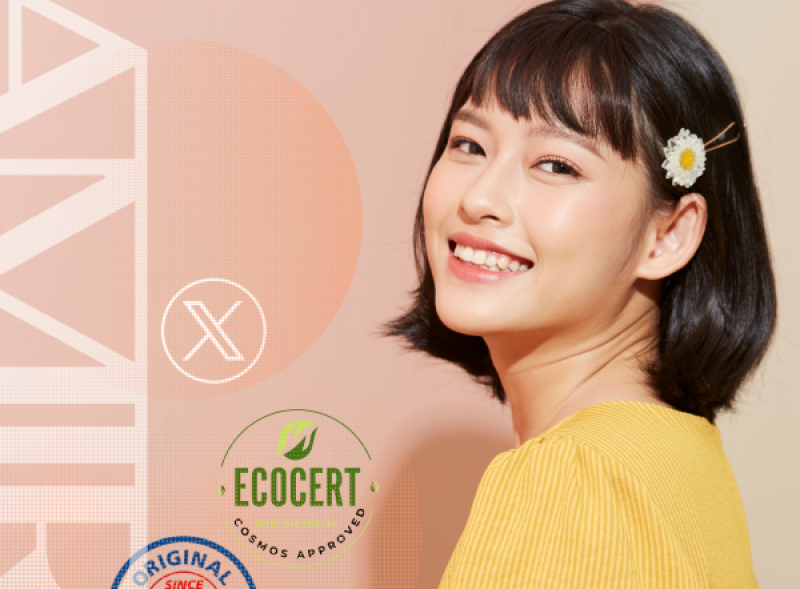 AMIRA鵝米樂正式進駐X平台，女性模特兒微笑展現品牌純淨自然形象
